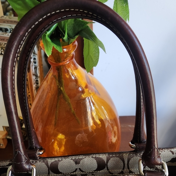 Vintage Coach Hampton Signature Demi Khaki Striped Brown and Tan Satche - Picture 14 of 14